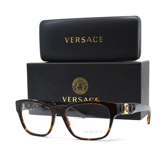 NEW VERSACE VE3306 108 HAVANA EYEGLASSES FRAME - Picture 10 of 12